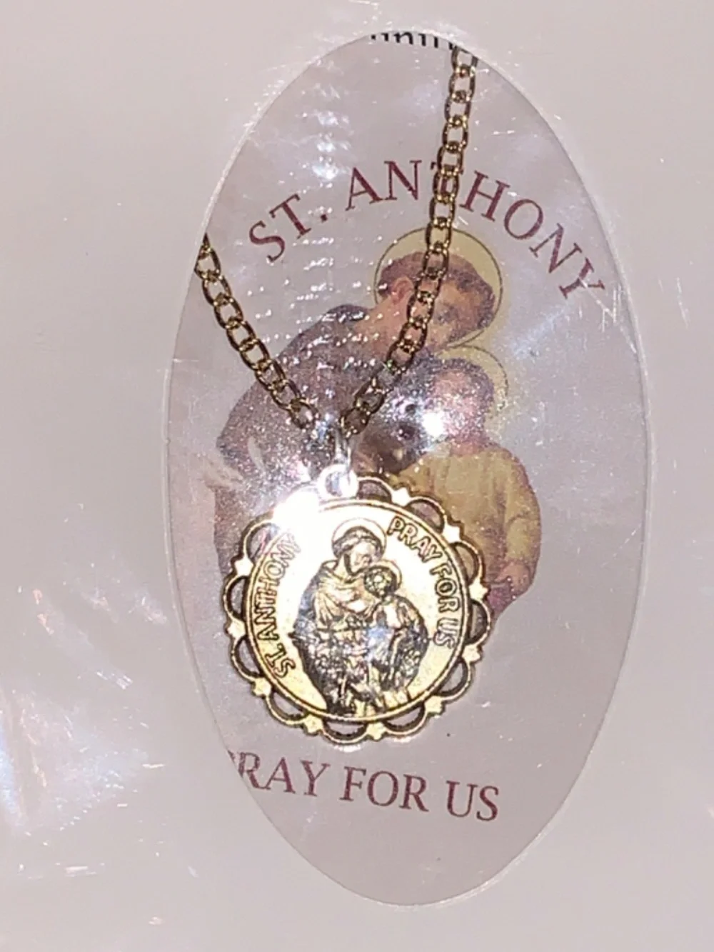 Gold St. Anthony Medal Necklace - Religious Pendant